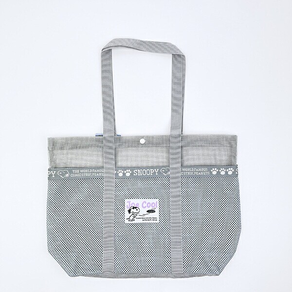 スヌーピー ラバメッシュ ワイドトートバッグ (グレー) SNOOPY