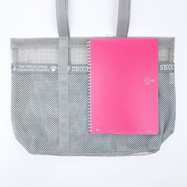 スヌーピー ラバメッシュ ワイドトートバッグ (グレー) SNOOPY