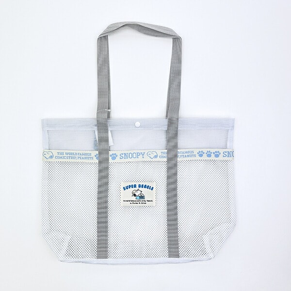 スヌーピー ラバメッシュ ワイドトートバッグ (ホワイト) SNOOPY