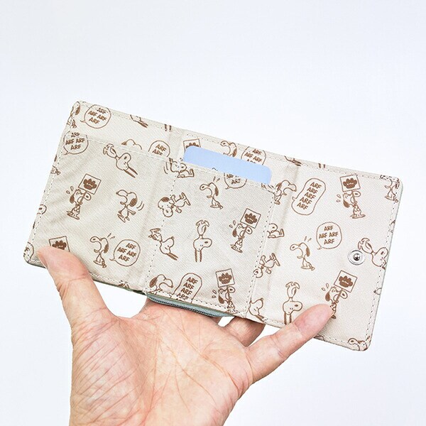 スヌーピー コンパクト三つ折財布 グリーン SNOOPY