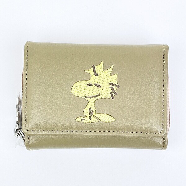 スヌーピー ウッドストック コンパクト三つ折財布 ベージュ SNOOPY