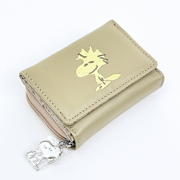 スヌーピー ウッドストック コンパクト三つ折財布 ベージュ SNOOPY