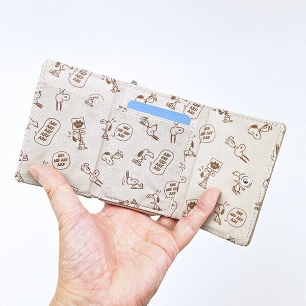 スヌーピー ウッドストック コンパクト三つ折財布 ベージュ SNOOPY