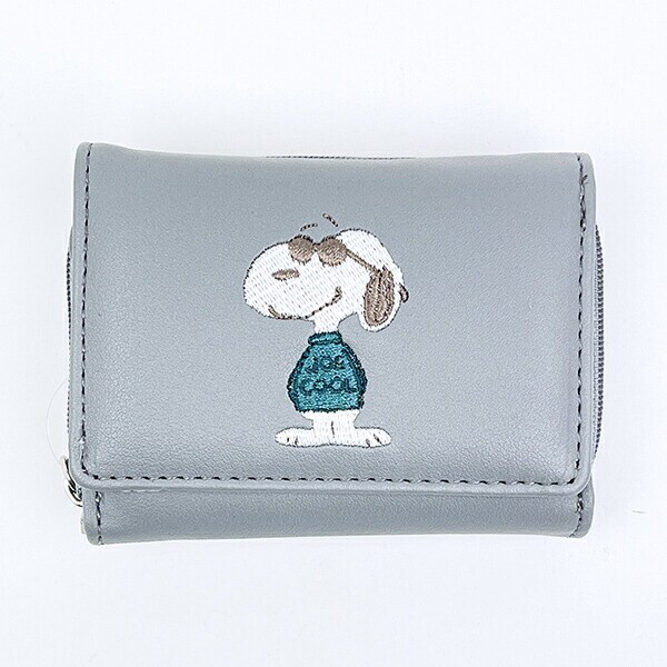 スヌーピー ジョー・クール コンパクト三つ折財布 グレー SNOOPY