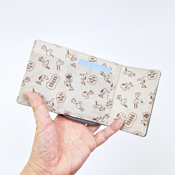 スヌーピー ジョー・クール コンパクト三つ折財布 グレー SNOOPY