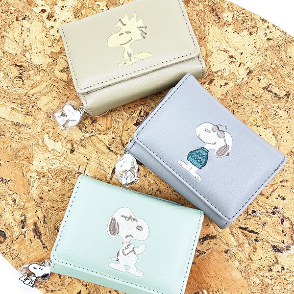 スヌーピー ジョー・クール コンパクト三つ折財布 グレー SNOOPY