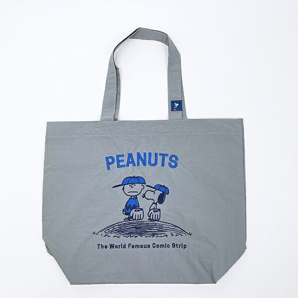 スヌーピー チャーリーブラウン トートバッグ (グレー) ベースボールシリーズ SNOOPY