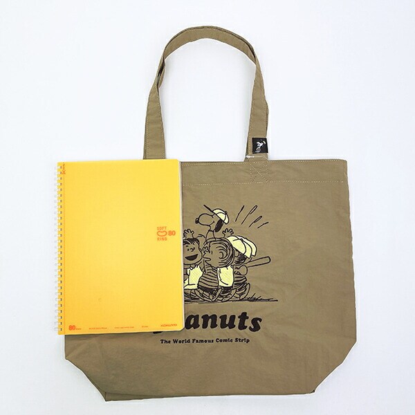 スヌーピー チャーリーブラウン トートバッグ (ベージュ) ベースボールシリーズ SNOOPY
