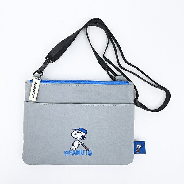 スヌーピー 2ルームショルダーバッグ グレー ベースボール SNOOPY