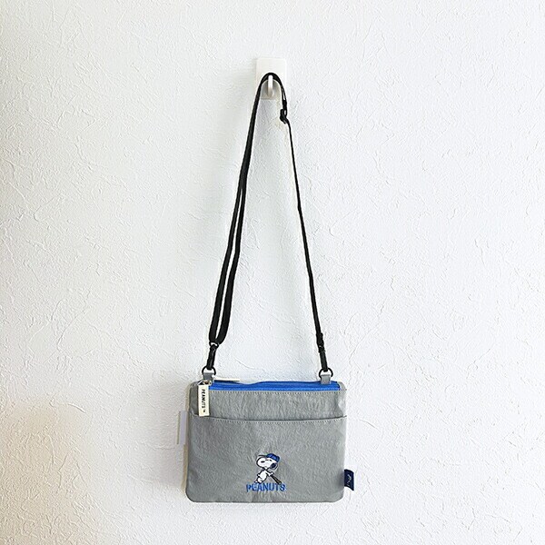 スヌーピー 2ルームショルダーバッグ グレー ベースボール SNOOPY