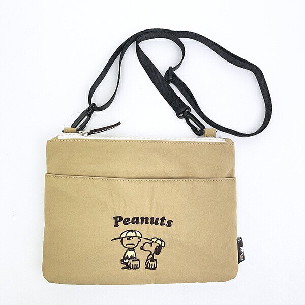 スヌーピー 2ルームショルダーバッグ ベースボール ベージュ SNOOPY