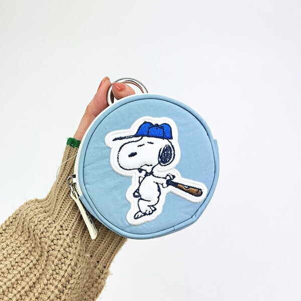 スヌーピー サークルポーチ グレー ベースボール SNOOPY