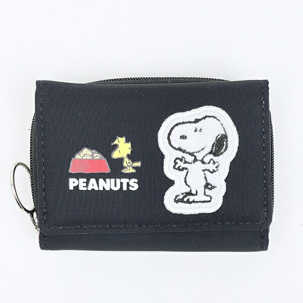 スヌーピー コンパクト三つ折り財布 ブラック SNOOPY