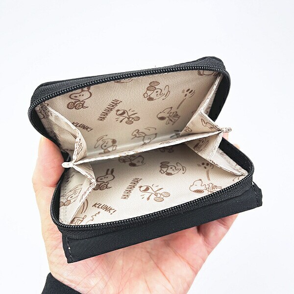 スヌーピー コンパクト三つ折り財布 ブラック SNOOPY