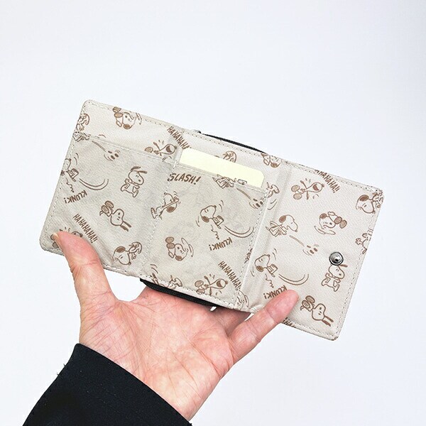 スヌーピー コンパクト三つ折り財布 ブラック SNOOPY