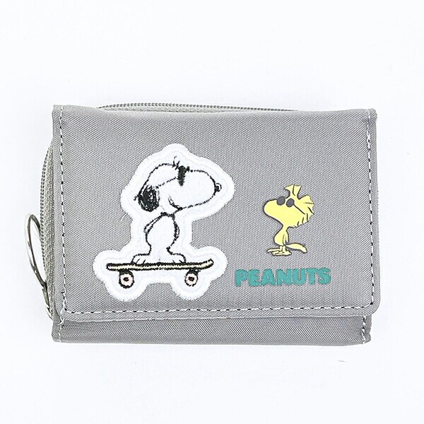 スヌーピー ジョー・クール コンパクト三つ折り財布 グレー SNOOPY