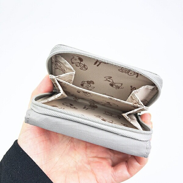 スヌーピー ジョー・クール コンパクト三つ折り財布 グレー SNOOPY