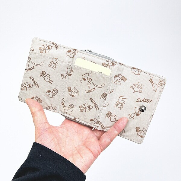 スヌーピー ジョー・クール コンパクト三つ折り財布 グレー SNOOPY