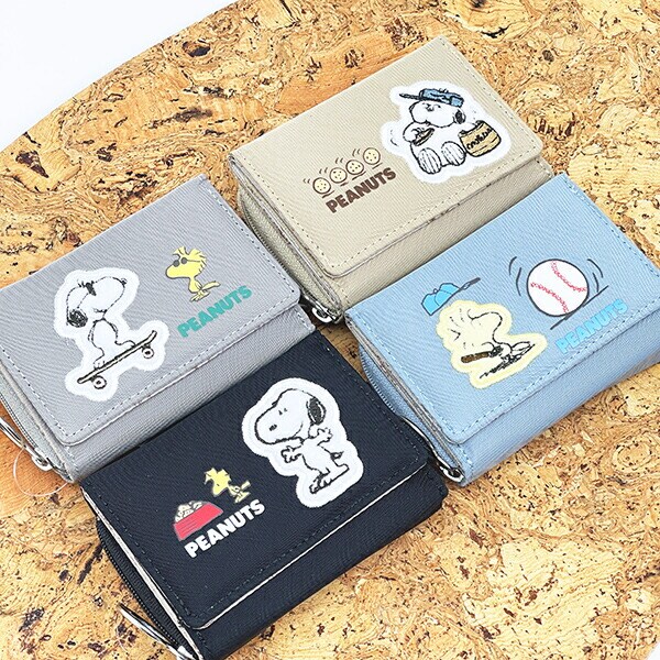 スヌーピー オラフ コンパクト三つ折り財布 ベージュ SNOOPY