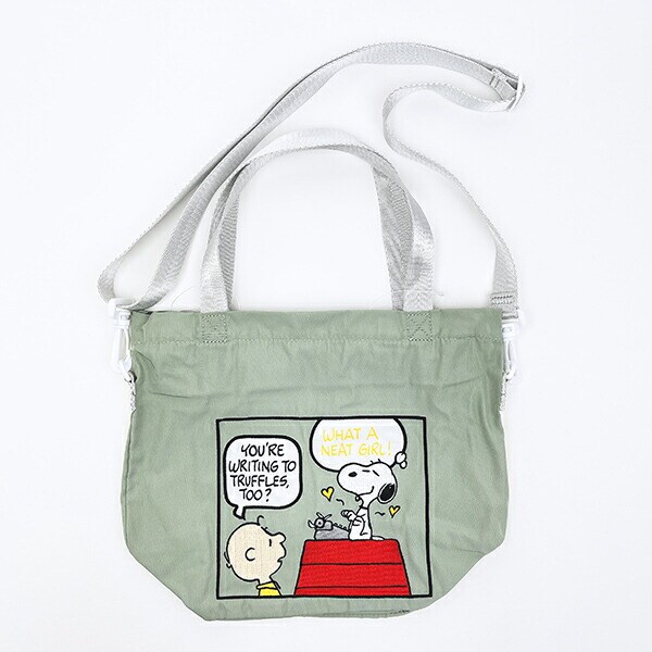 スヌーピー チャーリーブラウン ＡＬＬ刺しゅうショルダー巾着バッグ タイプライター SNOOPY