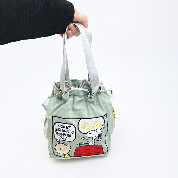 スヌーピー チャーリーブラウン ＡＬＬ刺しゅうショルダー巾着バッグ タイプライター SNOOPY