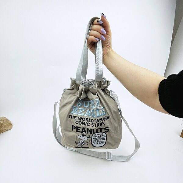 スヌーピー ショルダー巾着バッグ ALL刺繍 DANCE SNOOPY