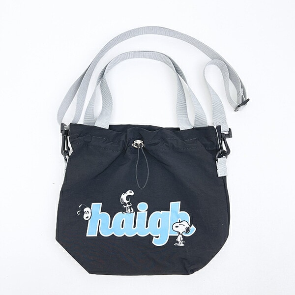 スヌーピー 巾着ショルダーバッグ ブラック SNOOPY