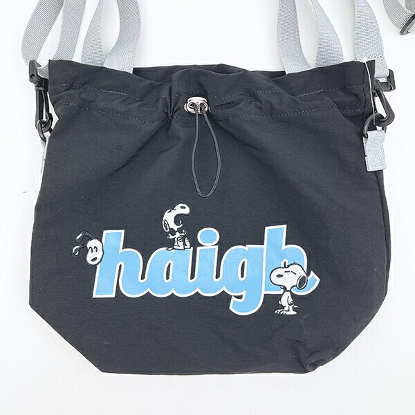スヌーピー 巾着ショルダーバッグ ブラック SNOOPY