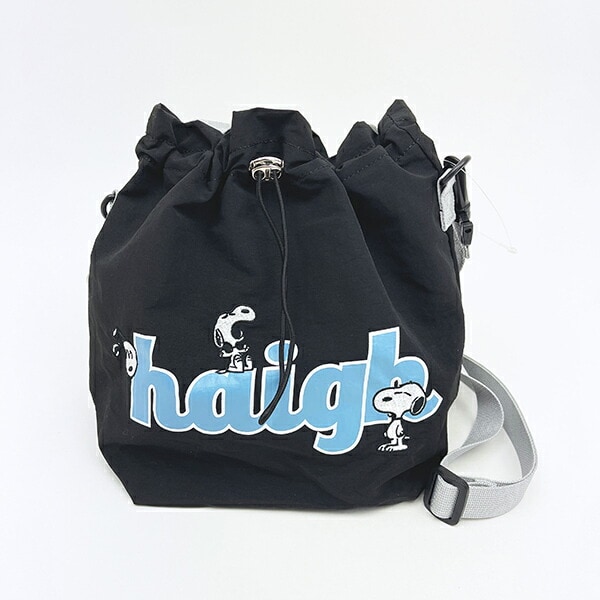 スヌーピー 巾着ショルダーバッグ ブラック SNOOPY