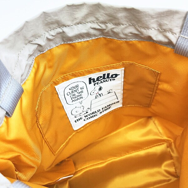 スヌーピー チャーリーブラウン 巾着ショルダーバッグ ベージュ SNOOPY