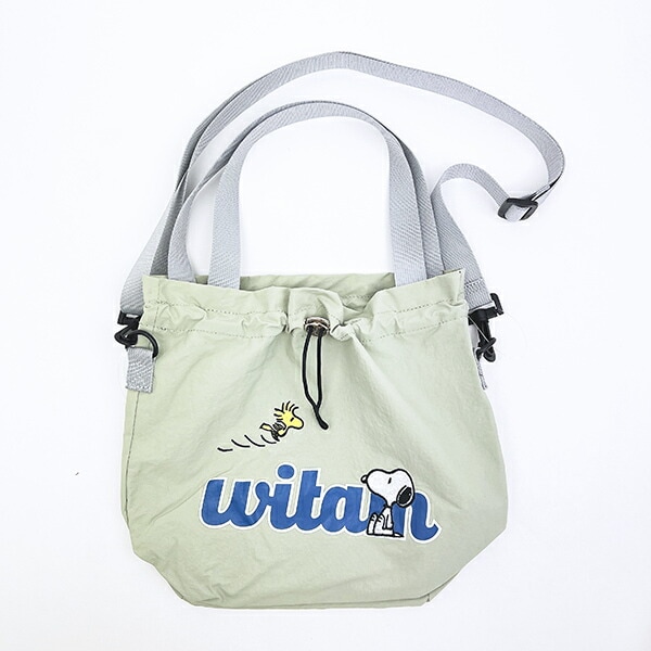 スヌーピー ウッドストック 巾着ショルダーバッグ グリーン SNOOPY