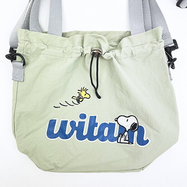 スヌーピー ウッドストック 巾着ショルダーバッグ グリーン SNOOPY