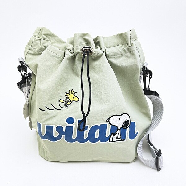 スヌーピー ウッドストック 巾着ショルダーバッグ グリーン SNOOPY