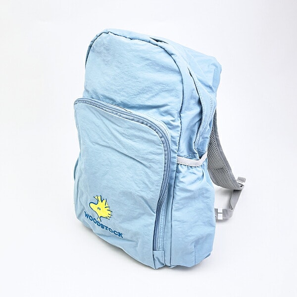 スヌーピー ウッドストック パッカブルリュックサック アップリケ刺しゅう ブルー バッグ SNOOPY