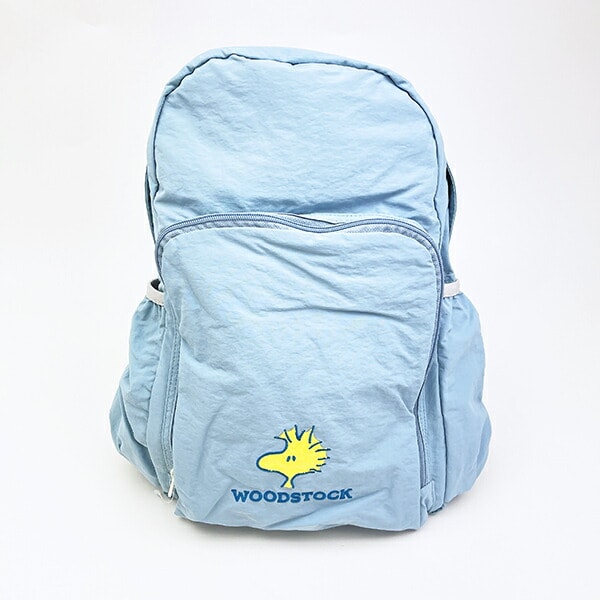 スヌーピー ウッドストック パッカブルリュックサック アップリケ刺しゅう ブルー バッグ SNOOPY