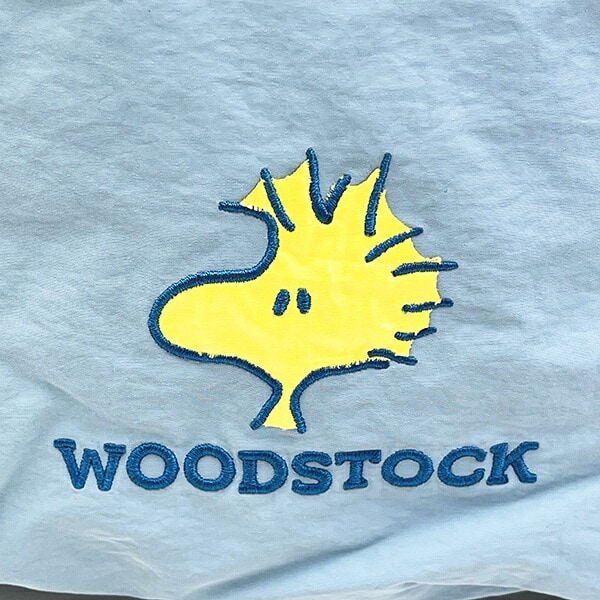 スヌーピー ウッドストック パッカブルリュックサック アップリケ刺しゅう ブルー バッグ SNOOPY