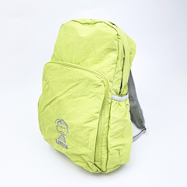 スヌーピー ライナス パッカブルリュックサック アップリケ刺しゅう グリーン バッグ SNOOPY