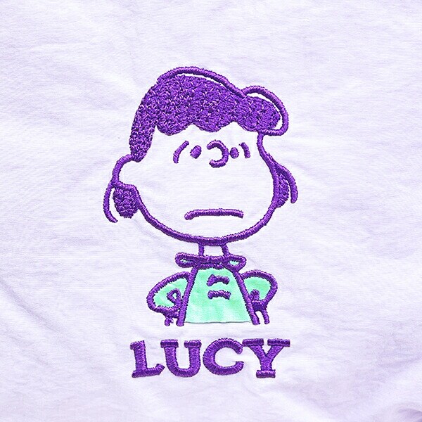 スヌーピー ルーシー パッカブルリュックサック アップリケ刺しゅう パープル バッグ SNOOPY