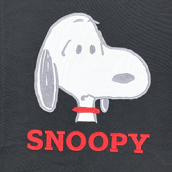 スヌーピー トートバッグ アップリケ刺しゅう ブラック SNOOPY