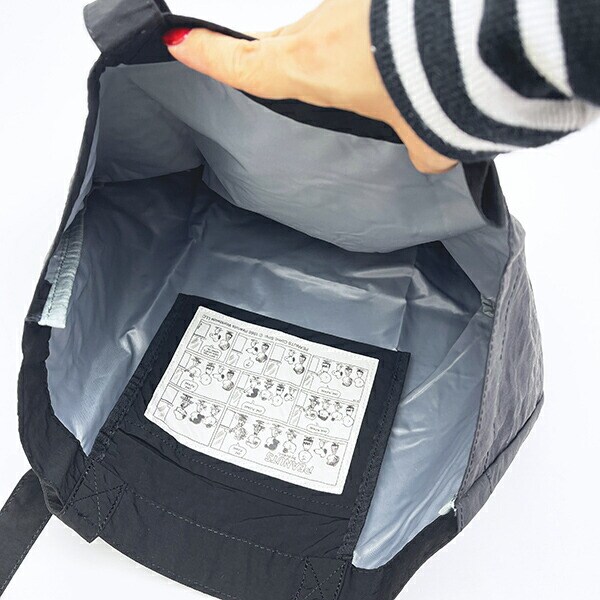 スヌーピー トートバッグ アップリケ刺しゅう ブラック SNOOPY