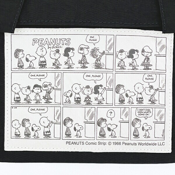スヌーピー トートバッグ アップリケ刺しゅう ブラック SNOOPY