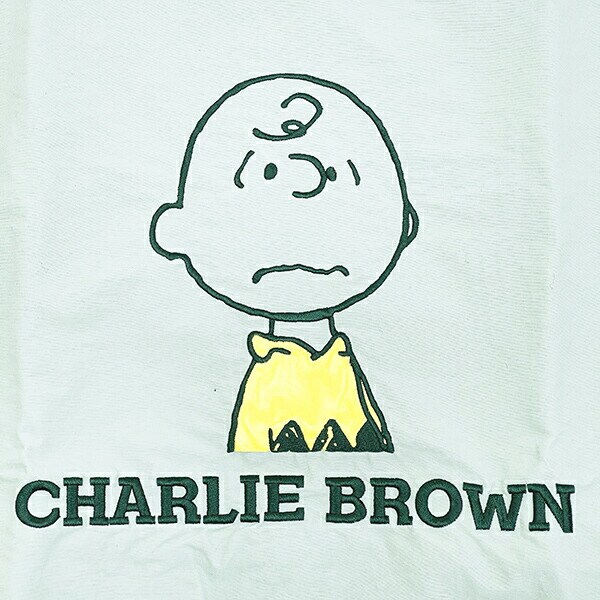 スヌーピー チャーリーブラウン トートバッグ アップリケ刺しゅう グリーン SNOOPY