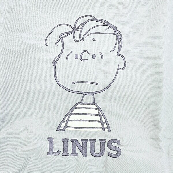 スヌーピー ライナス トートバッグ アップリケ刺しゅう グレー SNOOPY