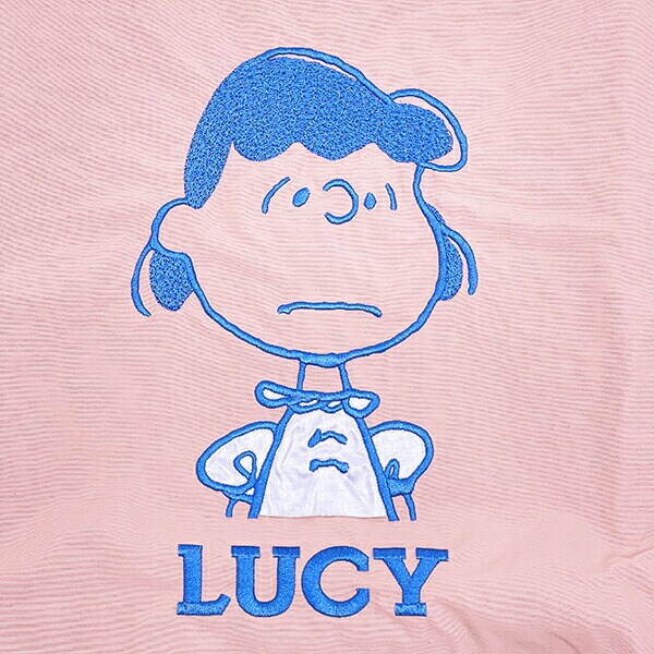 スヌーピー ルーシー トートバッグ アップリケ刺しゅう ピンク SNOOPY