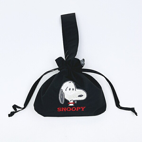 スヌーピー 巾着バッグ アップリケ刺繍 ランチ SNOOPY