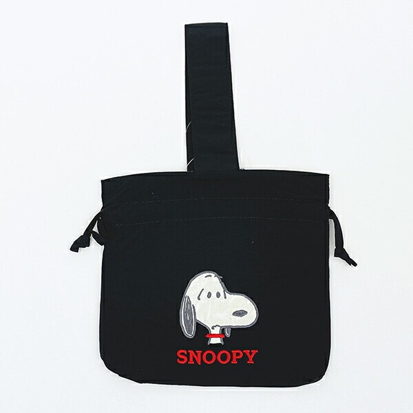 スヌーピー 巾着バッグ アップリケ刺繍 ランチ SNOOPY