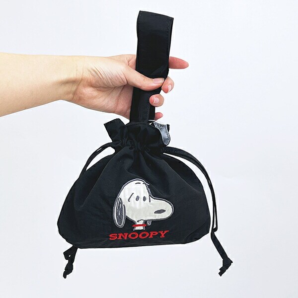 スヌーピー 巾着バッグ アップリケ刺繍 ランチ SNOOPY