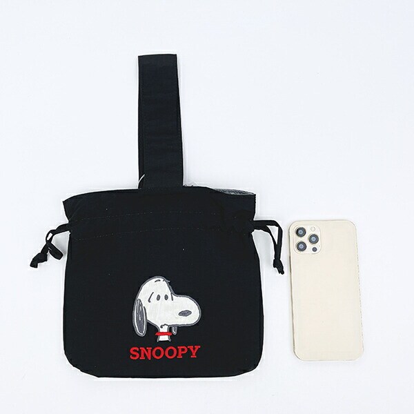 スヌーピー 巾着バッグ アップリケ刺繍 ランチ SNOOPY
