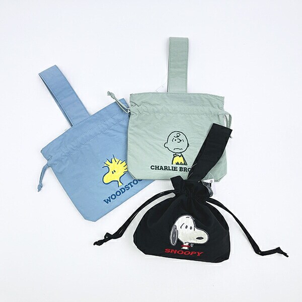スヌーピー 巾着バッグ アップリケ刺繍 ランチ SNOOPY