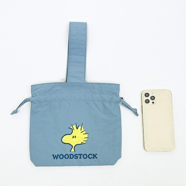 スヌーピー ウッドストック 巾着バッグ アップリケ刺繍 ランチ SNOOPY